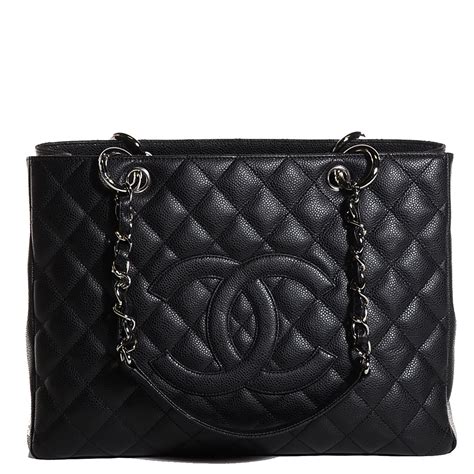 chanel quilted caviar tote black|Chanel Quilted Caviar Tote .